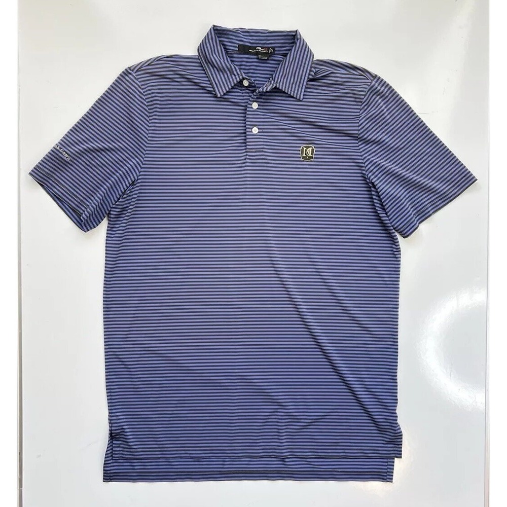 RLX Ralph Lauren Golf Polo Blue Striped Martis Camp / Men's Large